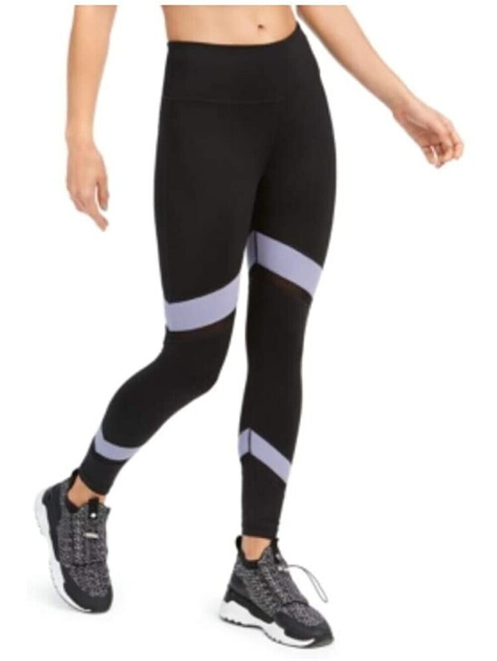 Calvin Klein Womens Colorblocked Mesh-Trimmed High-Waist Leggings Size L